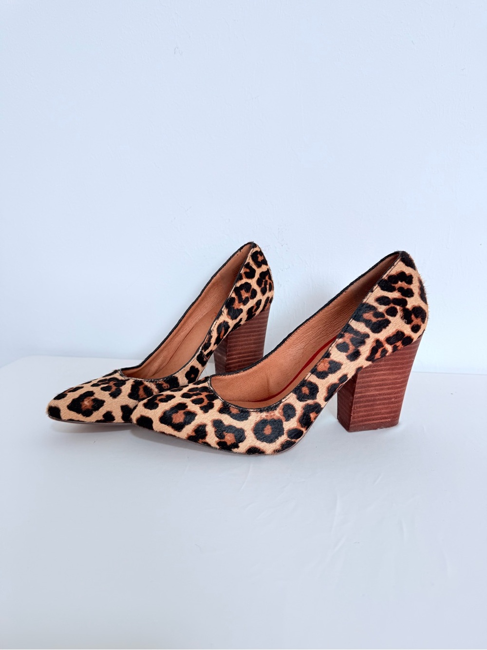 Crown Vintage Leopard Print Block Heel Pumps - Tan Black
